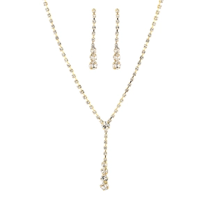 Elegant gold-plated jewelry set with sparkling crystals for bridal or wedding events