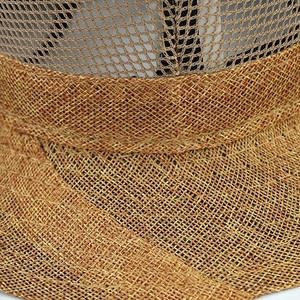Detail of breathable mesh fabric and woven material on men's summer sun hat