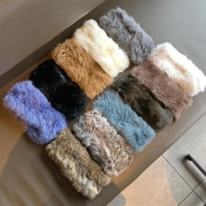 Plüsch-Echtkaninchenfell-Stirnbänder in zwölf verschiedenen Farben für Damen im Winter