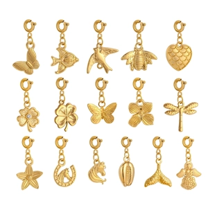 DIY Charm Pendants 18K Gold Plated Stainless Steel Marine Animal Insect Flower Shapes Fashion Jewelry Making Accessory