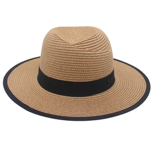 Panama Straw Fedora Hat Wide Brim Sun Protection Summer Beach Ribbon Decor For Women Elegant Paper Straw