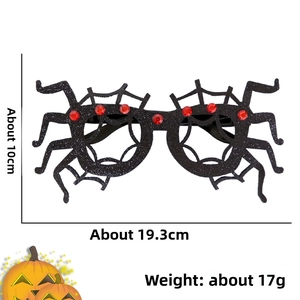 Spider Halloween glasses dimensions 19.3x10cm with black glitter and red gems