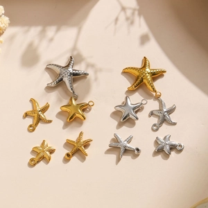 Assorted gold and silver 304 stainless steel starfish pendants for DIY jewelry