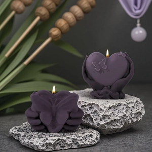 Molde de silicona para velas DIY con forma de corazón, manos y relieve de mariposa