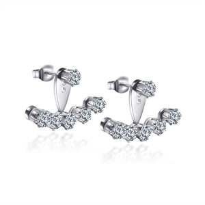 Elegant 18K gold plated stainless steel crawler earrings with sparkling round cubic zirconia