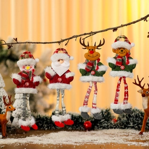 Christmas Hanging Ornaments Plush Long Leg Dolls Santa Snowman Reindeer Bear Festive Tree Decorations Home Party Decor