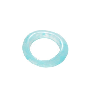 Minimalist sky blue resin oval bangle with marble texture on white background