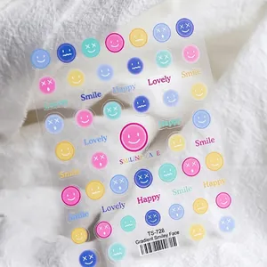 Adesivi per unghie ultra sottili smerigliati con motivi smile sfumati TS-728