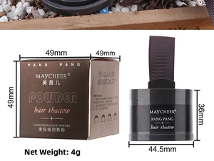 Detail showing the brown 4g hairline shadow powder box dimensions and its product packaging