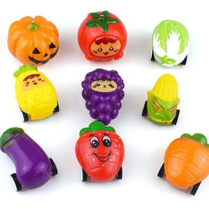 Nine-piece fruit and vegetable pull-back toy cars with cute cartoon faces for kids