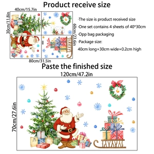 Christmas Santa Claus wall sticker set with tree and gifts for room wall decoration