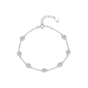 Elegant S925 sterling silver bubble bezel-set cubic zirconia bracelet on white background