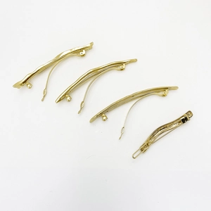 Minimalist irregular gold alloy hair clips set with four different curved spring metal pins
