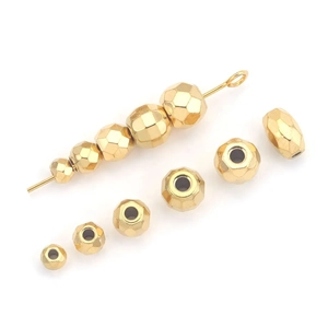 Polished gold faceted stainless steel beads for jewelry making in various sizes