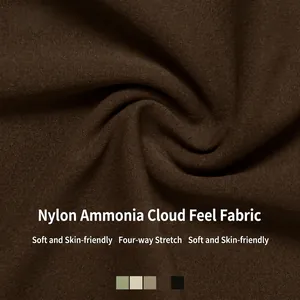 Haut de yoga marron foncé en nylon-spandex toucher nuage avec texture extensible 4D