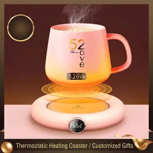 Smart Constant Temperature Cup Warmer Coaster USB Powered Touch Control LED Display Heating Mat ABS Metal Home Office