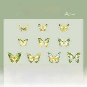 Detail of 20pcs The Forest Sonata PVC butterfly stickers with gold foil edges