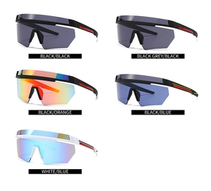 Detail showing five different lens color variations for oversized retro sunglasses