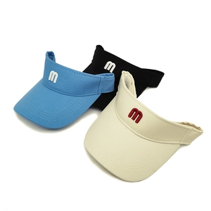 Women's top-empty sun hats with letter embroidery in blue, black, and beige colors