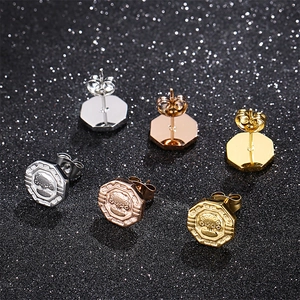 Boucles d'oreilles octogonales arbre de vie en acier inoxydable argenté doré et rose