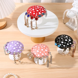 Resin Mushroom Earring Holder Jewelry Display Stand Polka Dot Desktop Organizer Creative Cute Home Decor Accessory