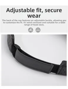 Detail of adjustable strap and breathable grey fabric on sports sun visor hat