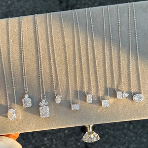 Detailed collection of geometric S925 silver necklaces with ice flower cut pendants