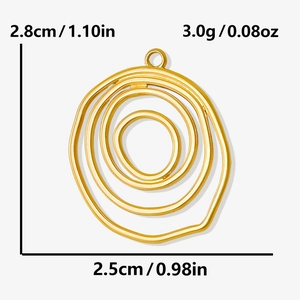 Detailed size and weight specs for gold irregular circle stainless steel pendant