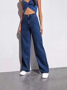 Women High Waisted Wide Leg Jeans Denim Cotton Loose Straight Fit Distressed Washed Casual Streetwear