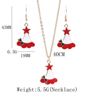 Parure de bijoux de Noël avec collier et boucles d'oreilles affichant les dimensions