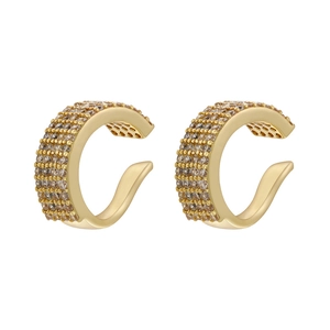 Paire de boucles d'oreilles or serties de quatre rangées de pierres zircones