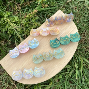 Cat Shaped Hair Clips Acetate Marble Texture Duckbill Side Clip Sweet Cute Animal Design For Women Girls