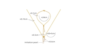 Detailed size specifications for adjustable gold pearl necklace and bracelet set