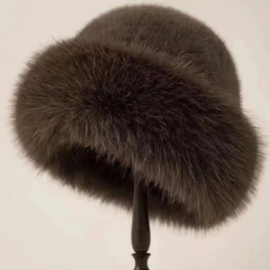 Faux Mink Fur Bucket Hat Winter Warm Plush Mongolian Style Thickened Windproof Outdoor Cloche For Women Elegant
