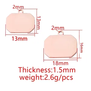 Polished titanium steel square pendants in two sizes for custom DIY jewelry making