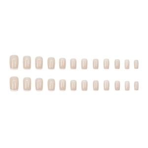 French tip press-on nails in nude square shape with 24-piece full set layout