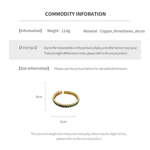Detail view of emerald square zircon bracelet featuring copper base and rhinestone accents