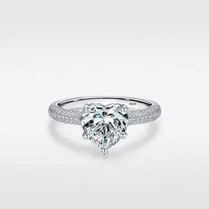 Anello A Cuore Con Zirconi Scintillanti Argento Sterling 925 Con Incastonatura Pavé Gioielli Di Moda Eleganti Per Donna Regalo