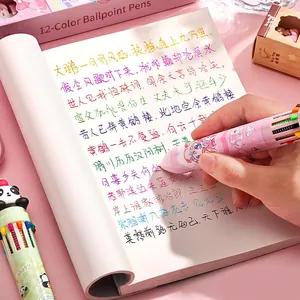 Multicolor cartoon retractable ballpoint pen with cute rabbit designs for smooth writing