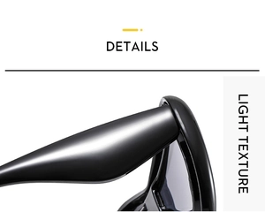 Detailed close-up of high-quality hinges and lightweight texture on black Y2K sunglasses