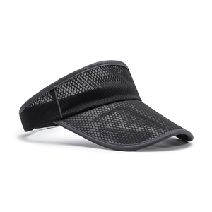 Lightweight black mesh sun visor hat for outdoor sports with breathable honeycomb fabric