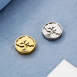 15mm gold and silver stainless steel Tree of Life round pendants for DIY jewelry making