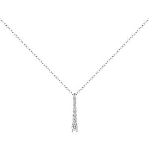 S925 sterling silver Y-shaped tassel necklace featuring a vertical row of moissanite stones