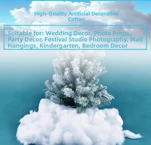 Close-up of fluffy white artificial snow cotton used for Christmas scene decoration