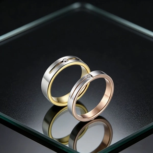 Anello In Acciaio Al Tungsteno Bicolore Con Strass Singolo Gioielli Moderni Geometrici Per Coppie Uomini Donne Matrimonio