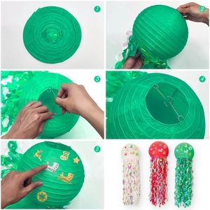 DIY Christmas jellyfish paper lantern assembly steps and colorful finished decorations