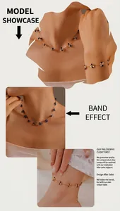Detail of bohemian beaded flower jewelry set showing handmade necklaces and bracelets