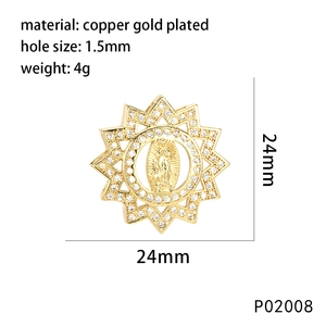 Detailed view of Virgin Mary gold pendant with dimensions 24mm x 24mm and weight 4g