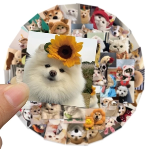 Set of 52 waterproof pet stickers featuring cute cats and dogs for laptops and phones