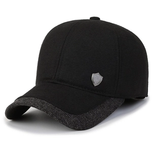 Winter thermal baseball cap for men featuring ear protection and warm wool-like fabric